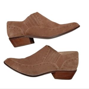Crown Vintage Studded Tan Suede Western Booties Ankle Boots size 10 M